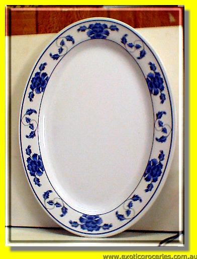 16\" Blue Oval Melamine Plate 2016