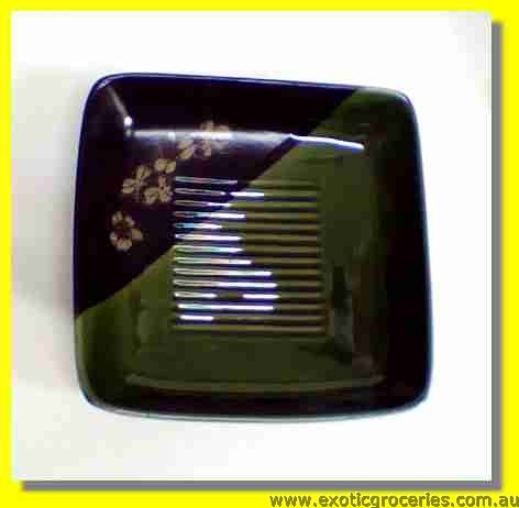 Japanese Style Green Ceramic Square Plate 6.25"