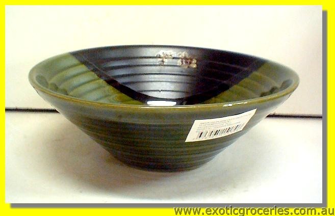 Ceramic Green Floral Bowl 6"