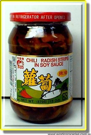 Chili Radish Strips in Soy Sauce