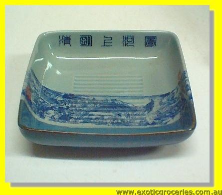 Blue Qing Ming Square Plate 5.5"