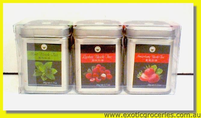 Assorted Flavour Black Tea (Strawberry, Lychee, Mint)