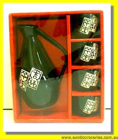 Chinese Writing Sake Pot Set 5pcs H401