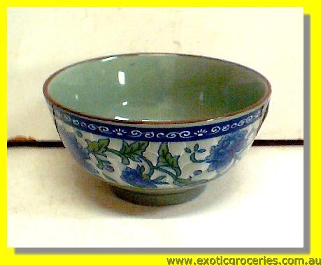 Ceramic Blue Floral Bowl 3.75\"