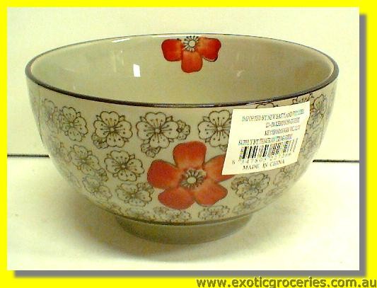 Japanese Style Red Blossom Bowl 6\"