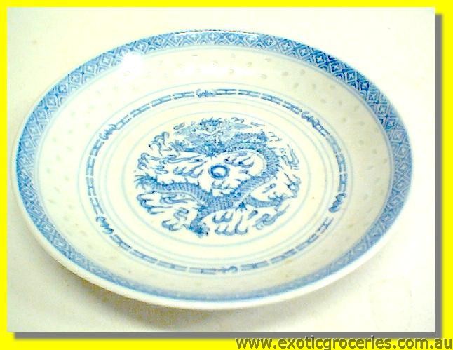 Rice Pattern Dragon Dish 9\"