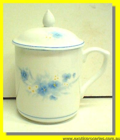 Blue Floral Tea Mug With Lid (HD174)