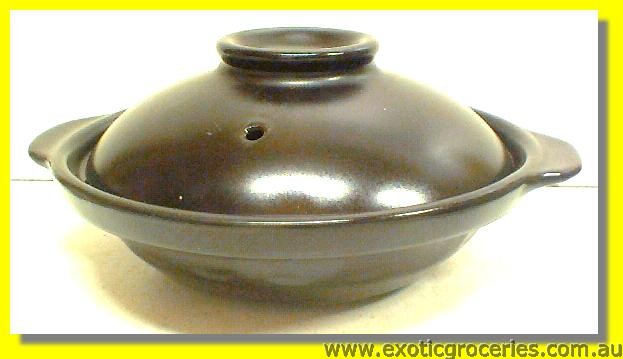 2 Handle Clay Pot Black 19cm QK2057