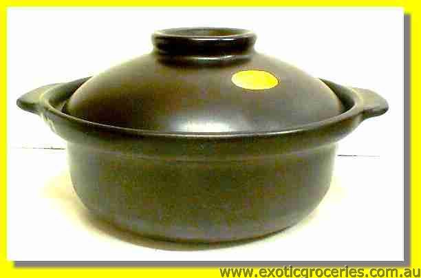 2 Handle Clay Pot Black 21cm QF2280