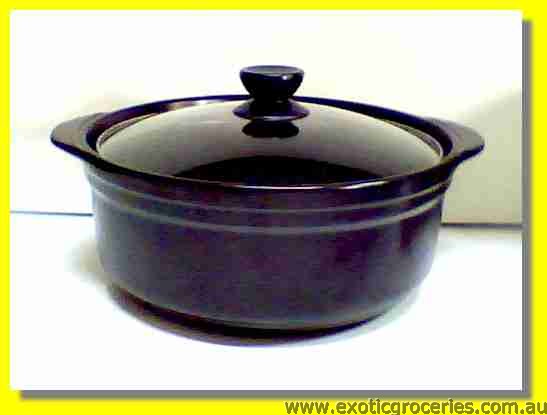 2 Handles Clay Pot Black 25cm QF2687