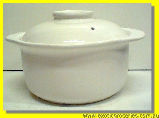 2 Handle Clay Pot White 23CM QA208