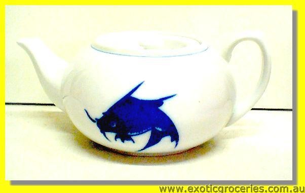 Blue Fish Persimmon Teapot #3 Small