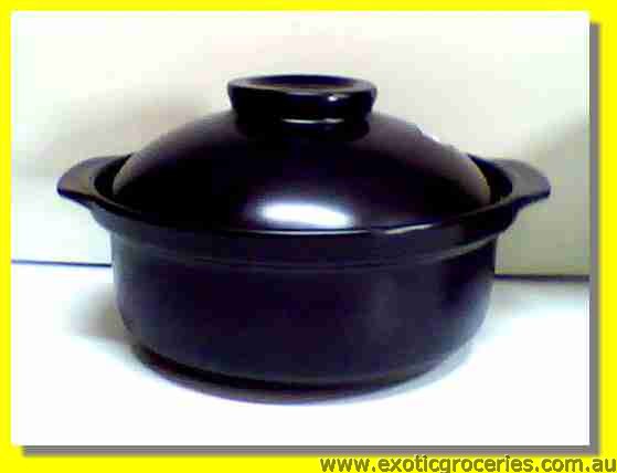 2 Handle Black Clay Pot 24cm QF2411