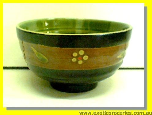 Black Green Floral Bowl 4.5\" W17157