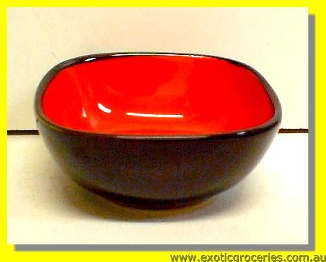 Black Red Square Bowl 10cm