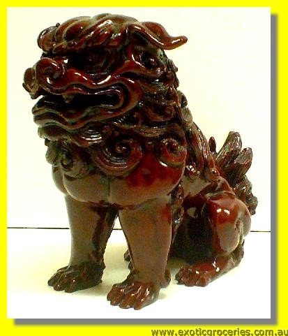 Lucky Fortune Wooden Lion 6"