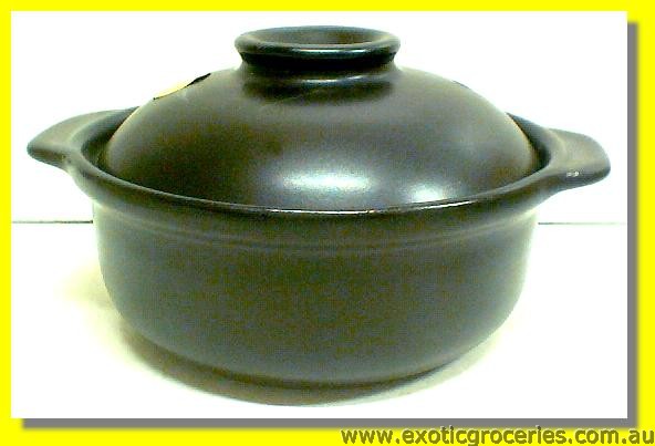 2 Handle Clay Pot Black 15.5CM QF1665